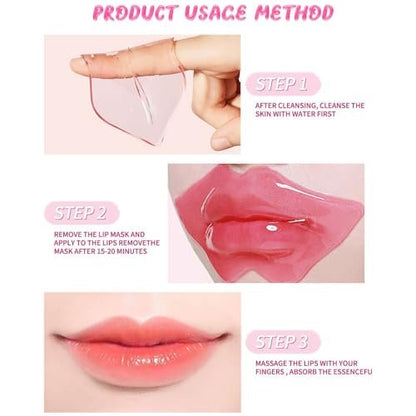 Felico 30-Piece Lip and Eye Mask Set – Crystal Collagen Hydrating Gel Pads for Puffy Eyes, Dark Circles, Fine Lines, and Anti-Aging (Sakura)