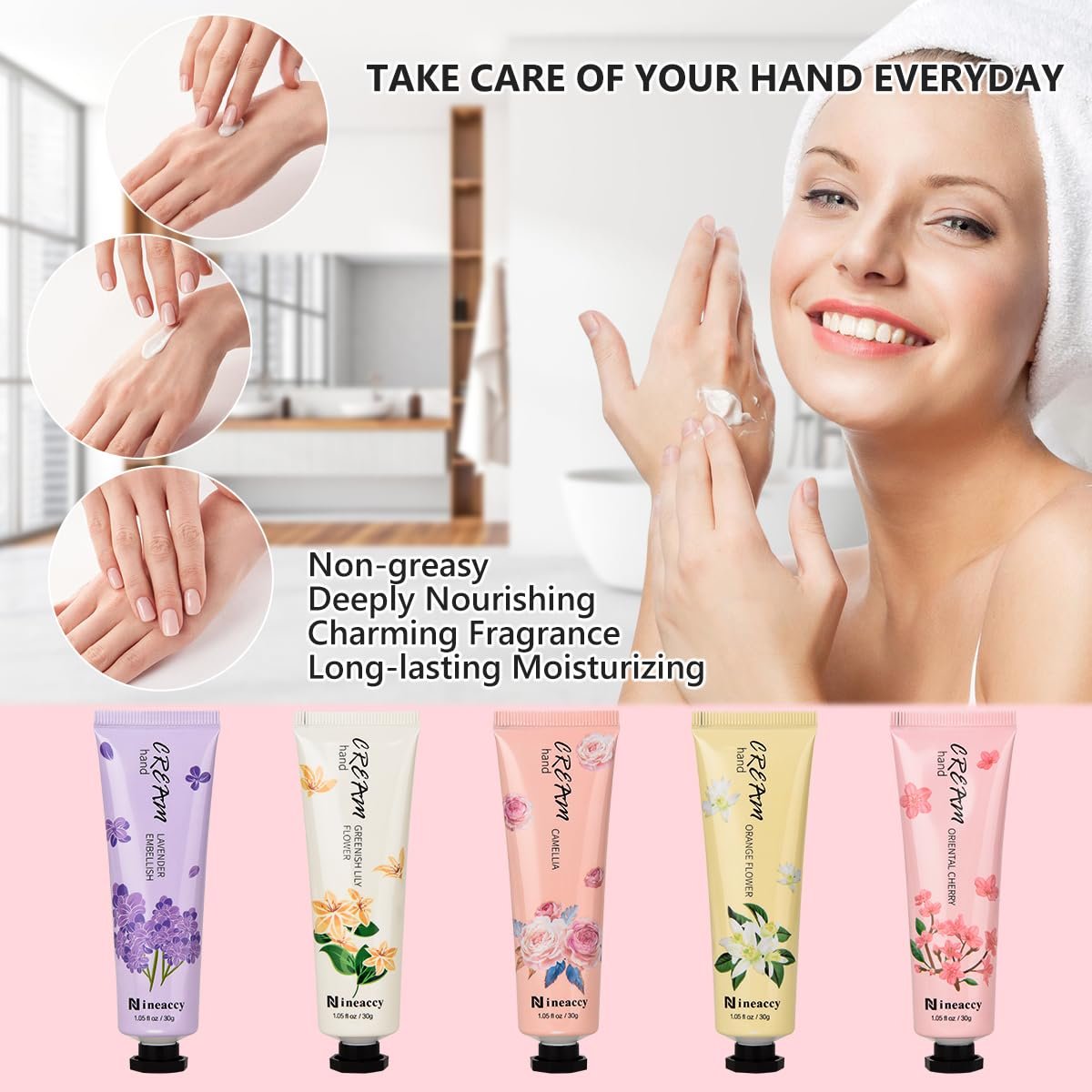 RMancipate Vegan Friendly Hand Cream Set – 5 x 30ml Tubes for Dry, Cracked Hands – Daily Moisturising Lotion Gift Set for Women - görsel 7