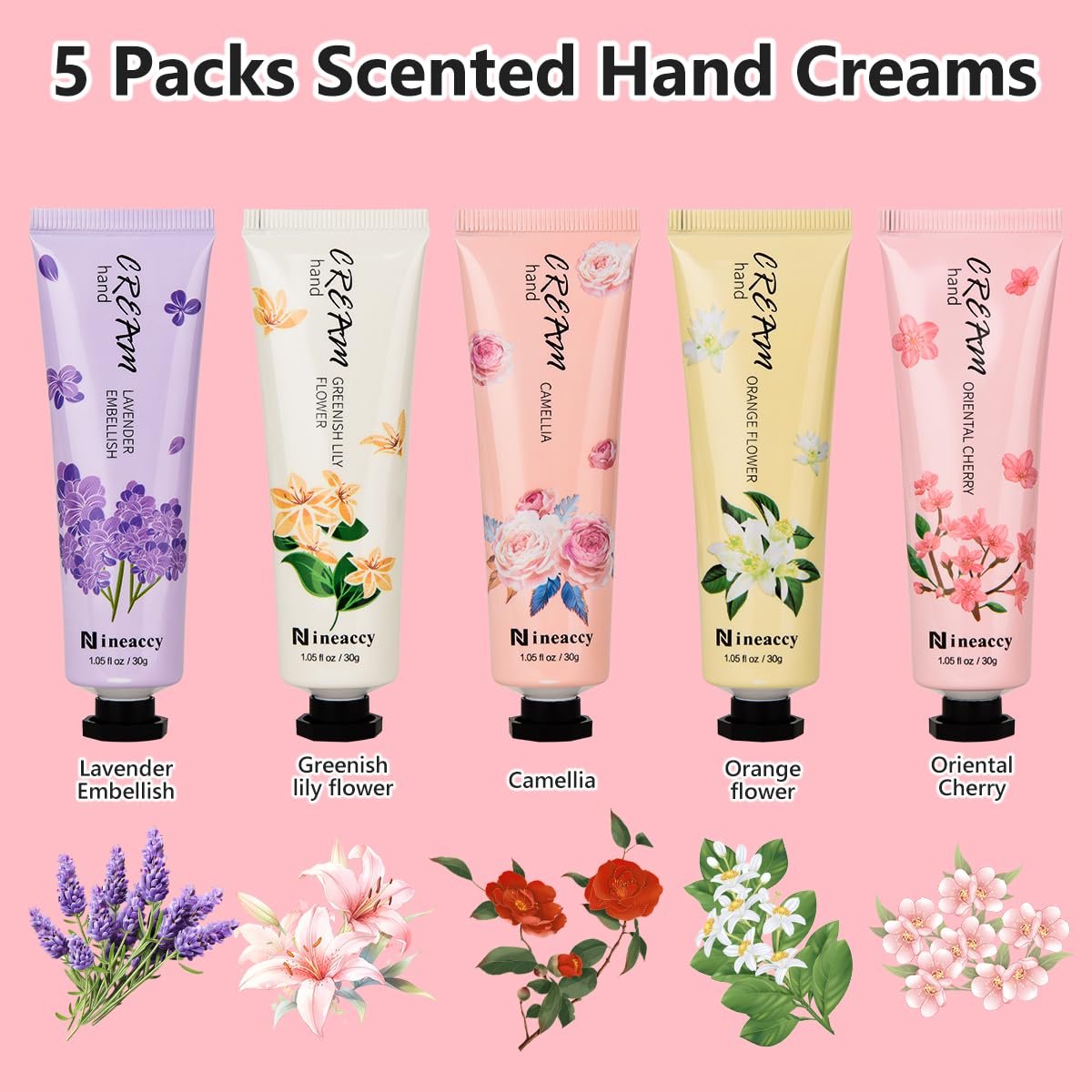 RMancipate Vegan Friendly Hand Cream Set – 5 x 30ml Tubes for Dry, Cracked Hands – Daily Moisturising Lotion Gift Set for Women - görsel 3