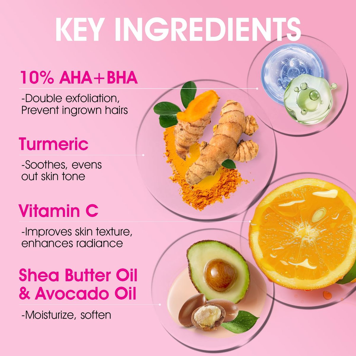 Bikini Area Exfoliator with 10% AHA+BHA & Turmeric - Ingrown Hair & Razor Bump Treatment for Bikini Underarm Area, Moisturizing Body Scrub with Walnut Shell Powder - görsel 5