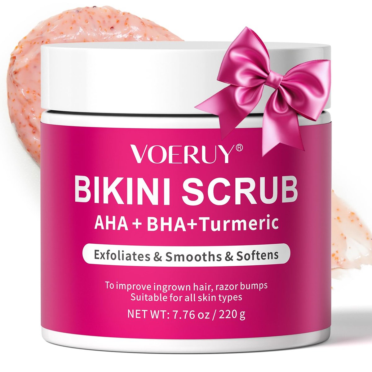 Bikini Area Exfoliator with 10% AHA+BHA & Turmeric - Ingrown Hair & Razor Bump Treatment for Bikini Underarm Area, Moisturizing Body Scrub with Walnut Shell Powder - görsel 1