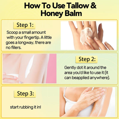 SVPMECN Tallow and Honey Balm – Grass-Fed Beef Tallow Face Moisturizer with Raw Wild Honey, All-Natural Handmade Moisturizer for Smooth, Hydrated Skin