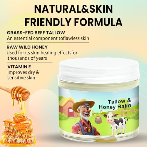 SVPMECN Tallow and Honey Balm – Grass-Fed Beef Tallow Face Moisturizer with Raw Wild Honey, All-Natural Handmade Moisturizer for Smooth, Hydrated Skin - görsel 8