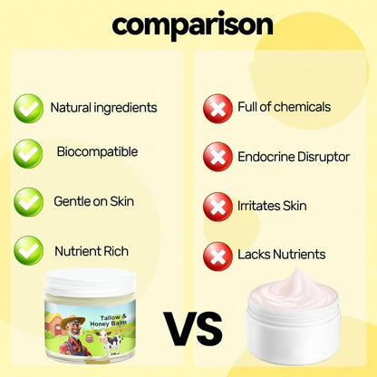 SVPMECN Tallow and Honey Balm – Grass-Fed Beef Tallow Face Moisturizer with Raw Wild Honey, All-Natural Handmade Moisturizer for Smooth, Hydrated Skin