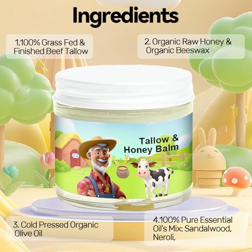 SVPMECN Tallow and Honey Balm – Grass-Fed Beef Tallow Face Moisturizer with Raw Wild Honey, All-Natural Handmade Moisturizer for Smooth, Hydrated Skin - görsel 4