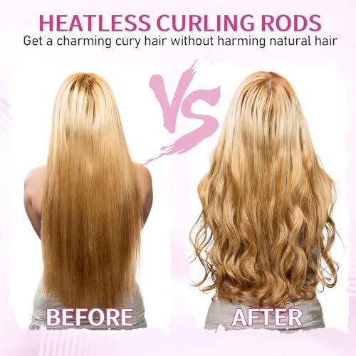 JJUNW 30Pcs Heatless Curlers Set for Natural Hair - Pink Plastic Hair Rollers with Clips for Long & Short Hair Styling, DIY Perm Kit with Curling Rods and Perm Papers - görsel 14