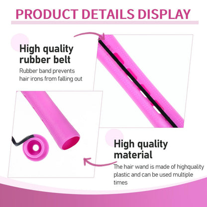 JJUNW 30Pcs Heatless Curlers Set for Natural Hair - Pink Plastic Hair Rollers with Clips for Long & Short Hair Styling, DIY Perm Kit with Curling Rods and Perm Papers