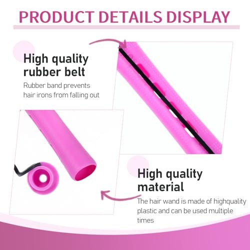 JJUNW 30Pcs Heatless Curlers Set for Natural Hair - Pink Plastic Hair Rollers with Clips for Long & Short Hair Styling, DIY Perm Kit with Curling Rods and Perm Papers - görsel 10