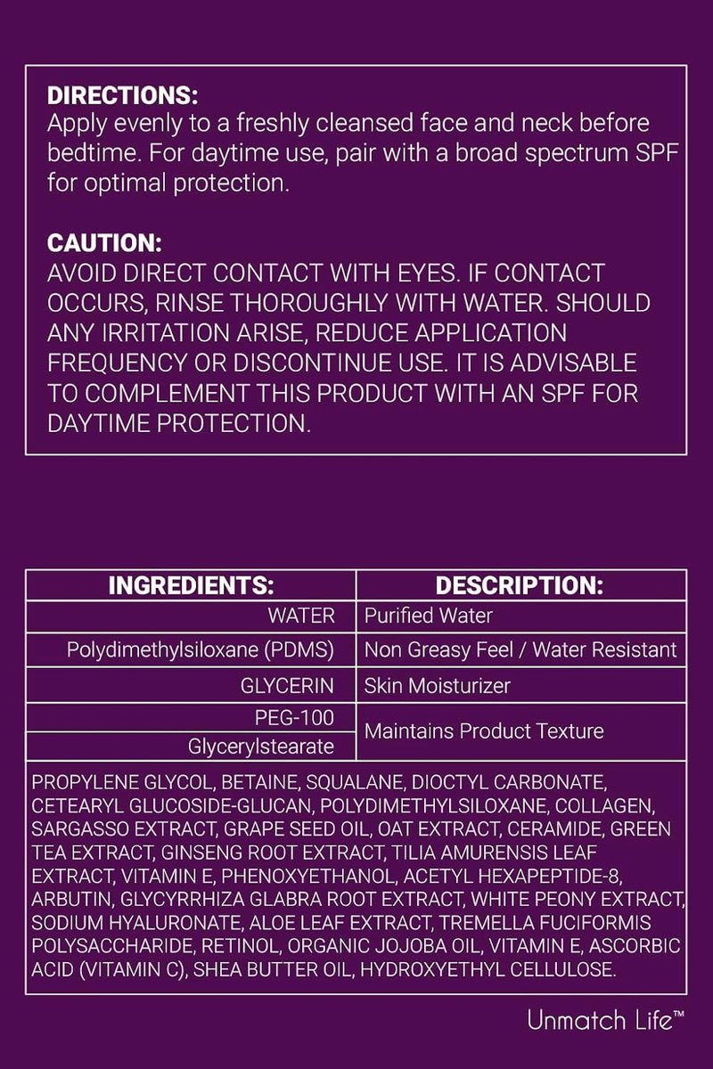 Retinol Night Cream for Face | Anti Aging & Wrinkle Cream with Hyaluronic Acid, Collagen & Vitamin C | Night Moisturizer for Deep Wrinkles, Dry & Aging Skin | 1.7 oz - görsel 13
