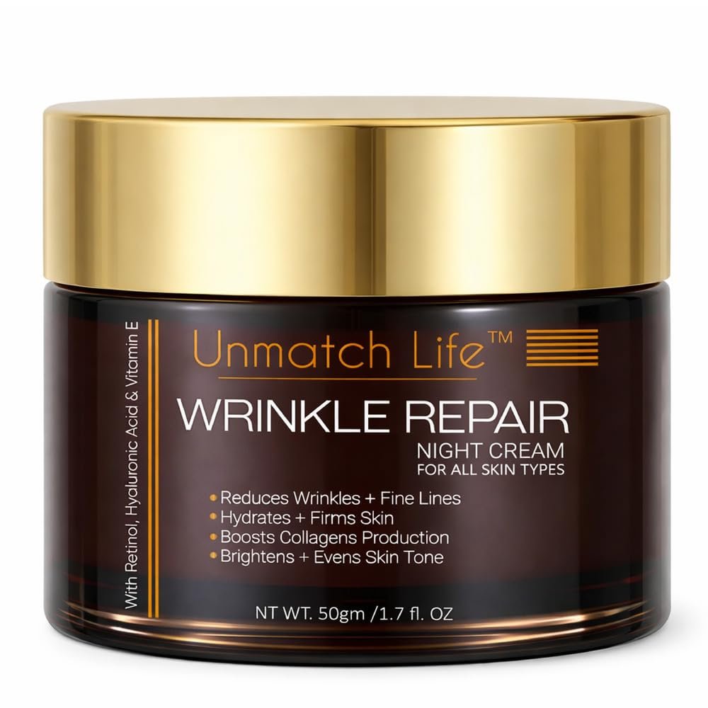 Retinol Night Cream for Face | Anti Aging & Wrinkle Cream with Hyaluronic Acid, Collagen & Vitamin C | Night Moisturizer for Deep Wrinkles, Dry & Aging Skin | 1.7 oz - görsel 1