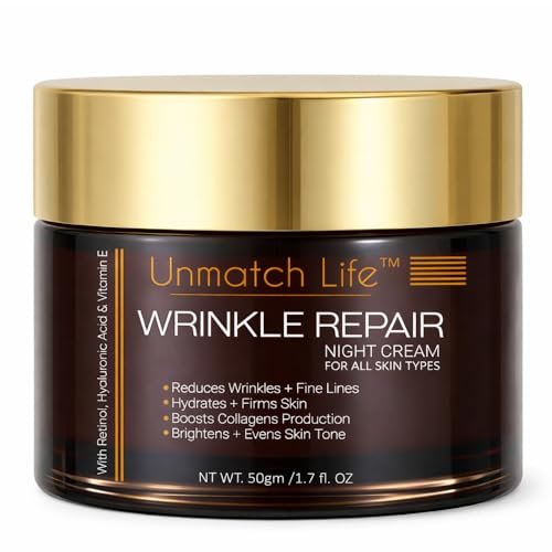 Retinol Night Cream for Face | Anti Aging & Wrinkle Cream with Hyaluronic Acid, Collagen & Vitamin C | Night Moisturizer for Deep Wrinkles, Dry & Aging Skin | 1.7 oz - görsel 2