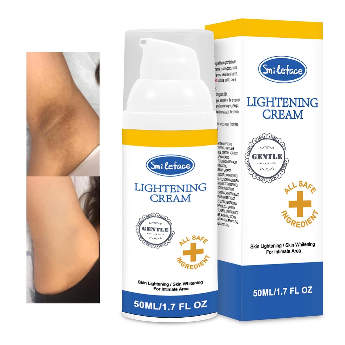 Intimate Areas Skin Lightening Cream for Private Parts, Underarm, Bikini Area, Inner Thighs, Knees, Elbows – Gentle Bleaching & Whitening Cream for Body Avelisse