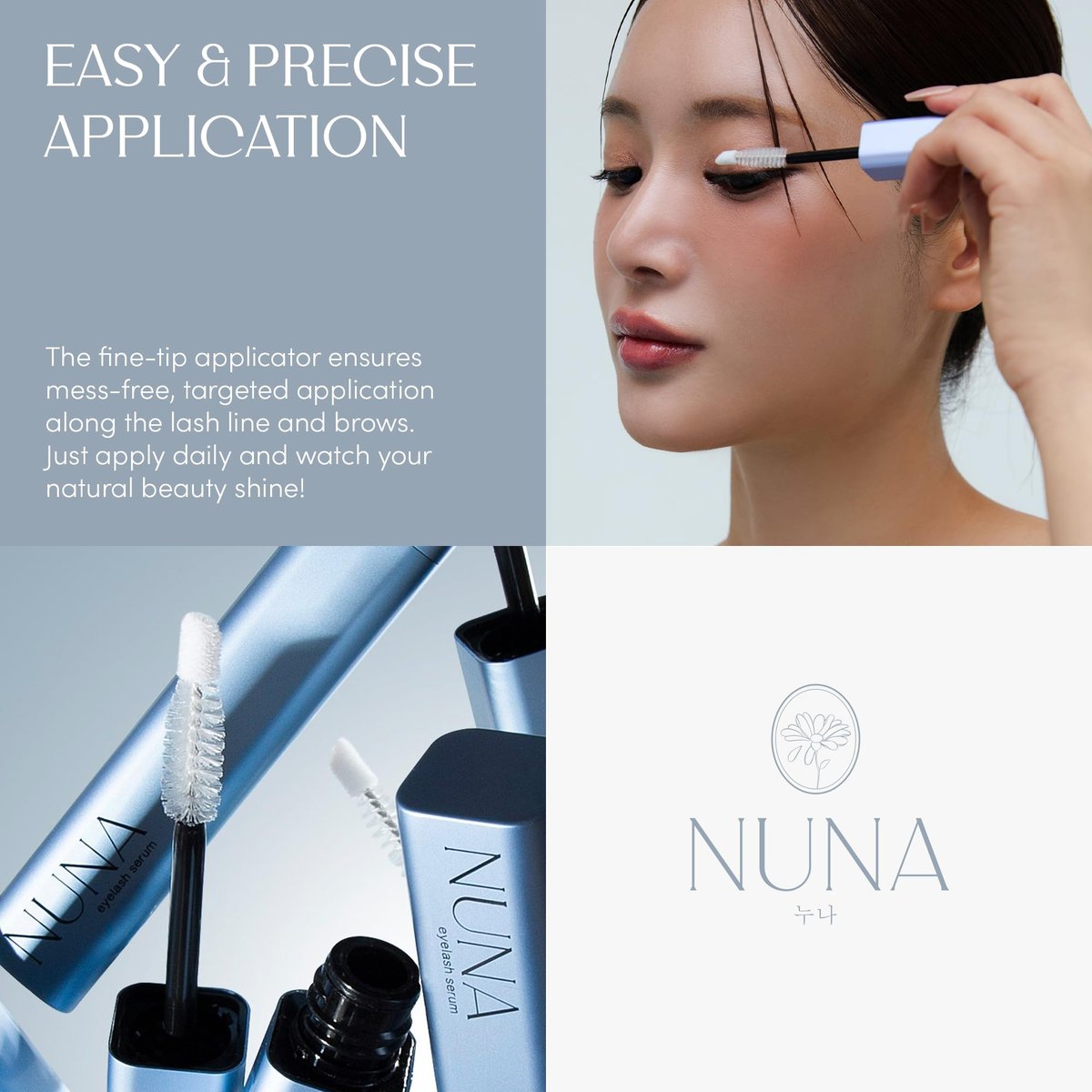 NUNA Eyelash Growth Support Serum 6ml – Lash & Brow Enhancing Serum with Biotin & Korean Multi Peptide – Promotes Fuller, Longer Lashes – 6 Month Supply Avelisse