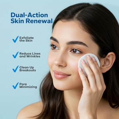 SilkyShark Glycolic Acid 20% Resurfacing Pads (60 Count) - Ultra Pure Glycolic Acid + Salicylic Acid Exfoliating Peel Pads for Face & Body with Vitamins B, C & E