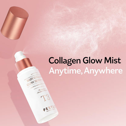 PESTLO T3 Baby Collagen Glow Serum Mist Spray for Korean Glass Skin - 75.4% Reallagen/T3 Vegan Collagen, PDRN, Phyto-Amino Acid Complex, Voluform for Elasticity, Radiance & Firmness, 1.69 Fl Oz (50ml)