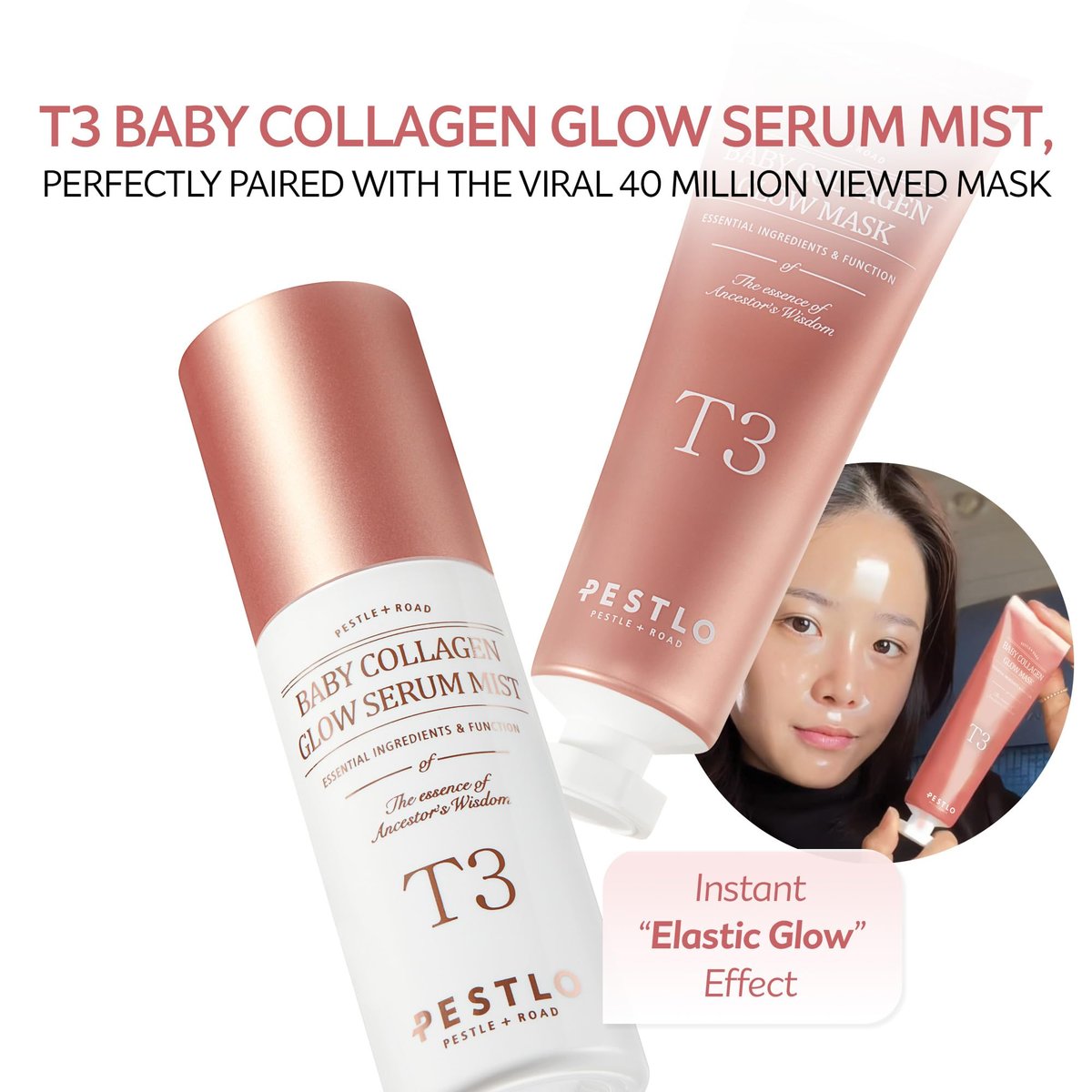 PESTLO T3 Baby Collagen Glow Serum Mist Spray for Korean Glass Skin - 75.4% Reallagen/T3 Vegan Collagen, PDRN, Phyto-Amino Acid Complex, Voluform for Elasticity, Radiance & Firmness, 1.69 Fl Oz (50ml) - görsel 3