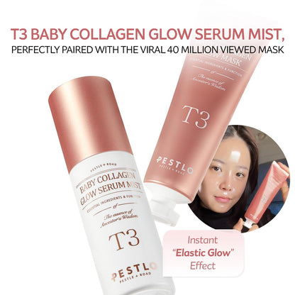 PESTLO T3 Baby Collagen Glow Serum Mist Spray for Korean Glass Skin - 75.4% Reallagen/T3 Vegan Collagen, PDRN, Phyto-Amino Acid Complex, Voluform for Elasticity, Radiance & Firmness, 1.69 Fl Oz (50ml)