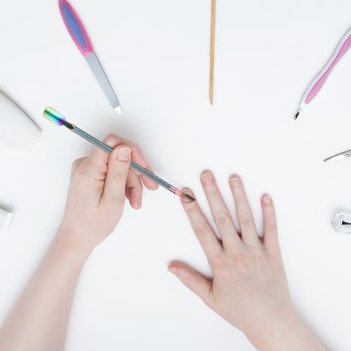 Dual-Sided Metal Cuticle Pusher & Remover Tool for Manicure and Pedicure - Colorful - görsel 14