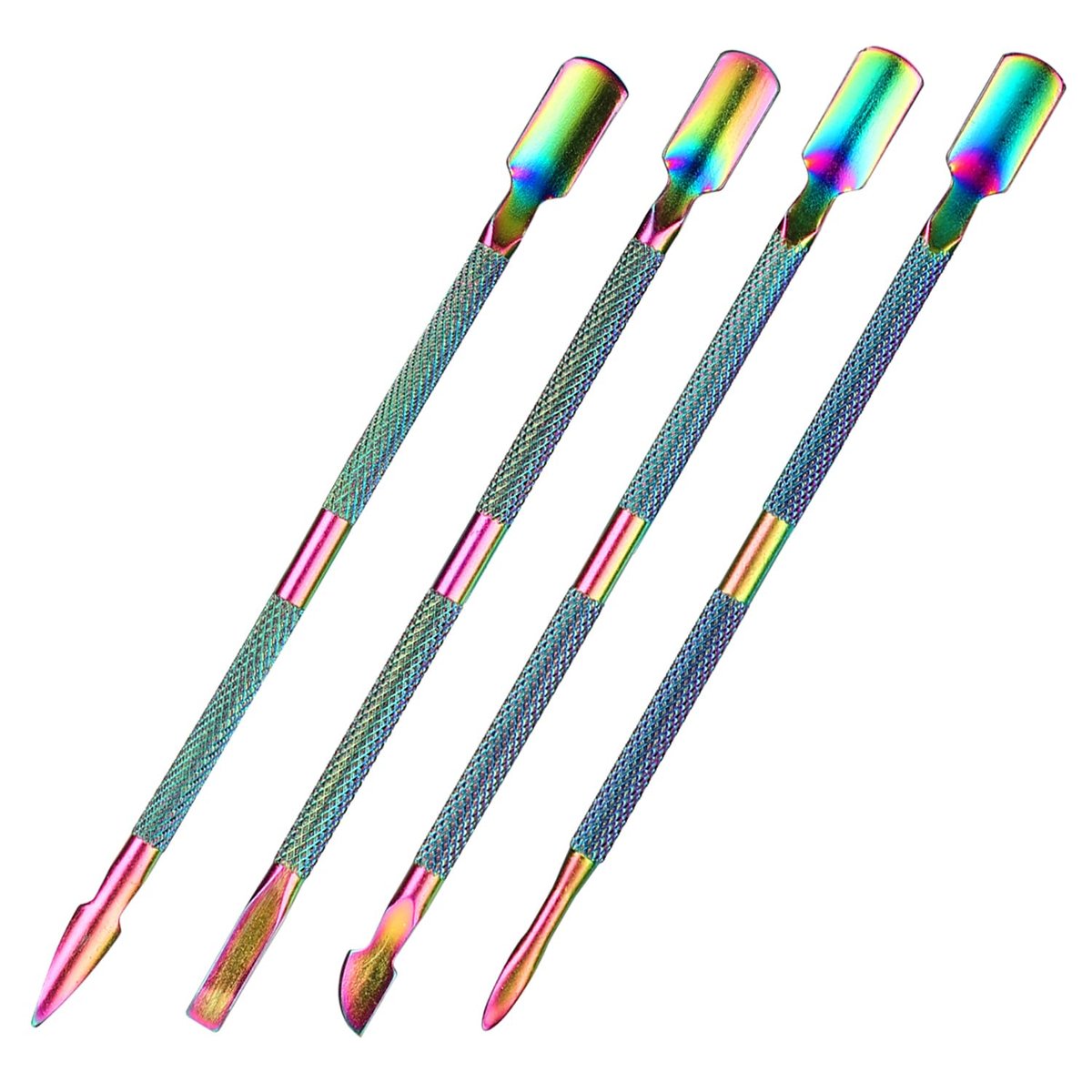 Dual-Sided Metal Cuticle Pusher & Remover Tool for Manicure and Pedicure - Colorful - görsel 1