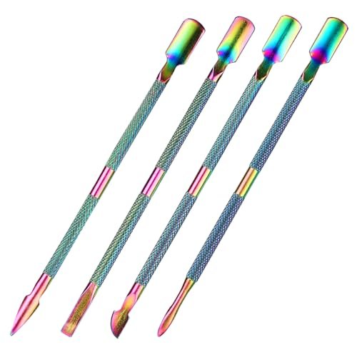 Dual-Sided Metal Cuticle Pusher & Remover Tool for Manicure and Pedicure - Colorful - görsel 2