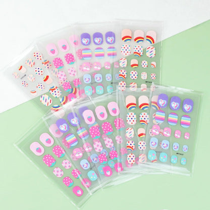 Colorful Self-Adhesive Nail Stickers - 9 Sheets of Fun Nail Art Decorations with Sun, Flower, Rainbow, Strawberry, Cat, Heart, Rabbit Designs
