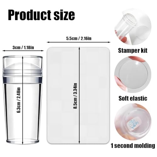 French Tip Tool & Nail Art Stamper Kit - Clear Silicone Stamping Jelly with Scraper for DIY Manicure Home Nail Tips (2 PCS) - görsel 3