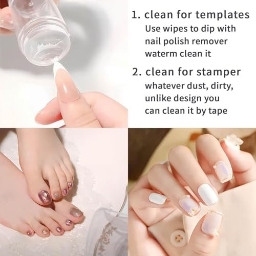 French Tip Tool & Nail Art Stamper Kit - Clear Silicone Stamping Jelly with Scraper for DIY Manicure Home Nail Tips (2 PCS) - görsel 9
