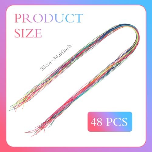 48 Pcs Hair Strings for Braids - Colorful Gradient Hair Yarn Wraps for Ponytails, Braiding, and Hair Accessories - görsel 6