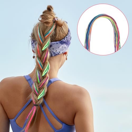 48 Pcs Hair Strings for Braids - Colorful Gradient Hair Yarn Wraps for Ponytails, Braiding, and Hair Accessories - görsel 12