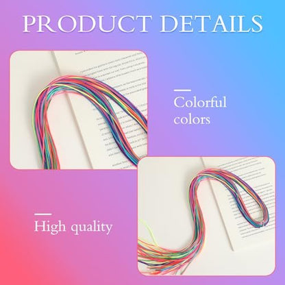 48 Pcs Hair Strings for Braids - Colorful Gradient Hair Yarn Wraps for Ponytails, Braiding, and Hair Accessories