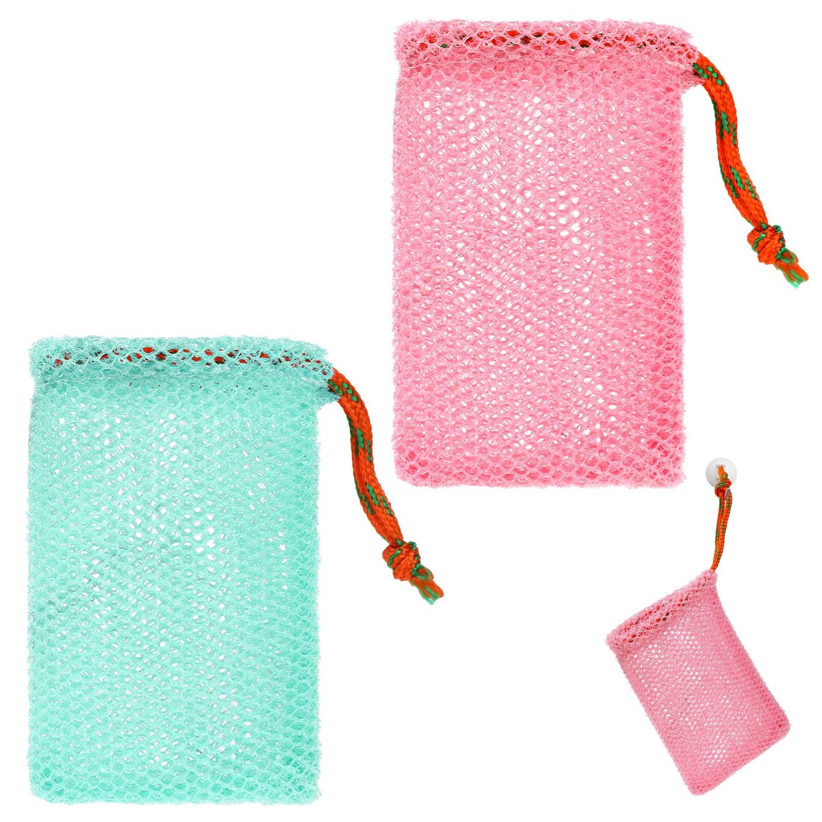 2 Pack Soap Savers for Bar Soap - Exfoliating Net Mesh Shower Holder, Foaming Bag for Bath and Shower (2 Colors, 5.5 x 3.5 In) - görsel 1