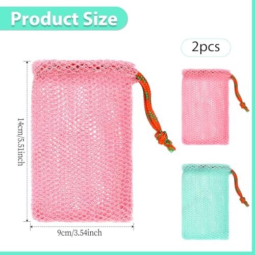 2 Pack Soap Savers for Bar Soap - Exfoliating Net Mesh Shower Holder, Foaming Bag for Bath and Shower (2 Colors, 5.5 x 3.5 In) - görsel 4