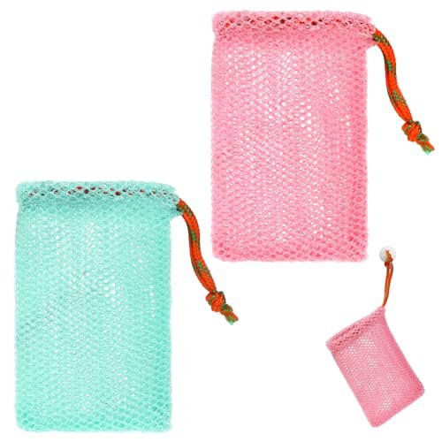 2 Pack Soap Savers for Bar Soap - Exfoliating Net Mesh Shower Holder, Foaming Bag for Bath and Shower (2 Colors, 5.5 x 3.5 In) - görsel 2