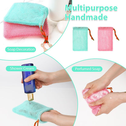 2 Pack Soap Savers for Bar Soap - Exfoliating Net Mesh Shower Holder, Foaming Bag for Bath and Shower (2 Colors, 5.5 x 3.5 In)