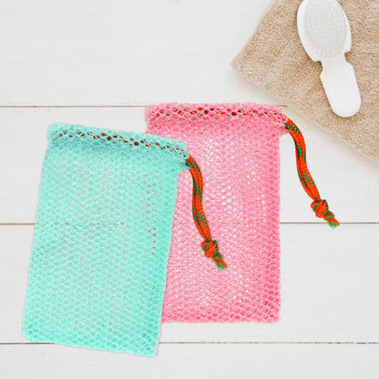 2 Pack Soap Savers for Bar Soap - Exfoliating Net Mesh Shower Holder, Foaming Bag for Bath and Shower (2 Colors, 5.5 x 3.5 In)