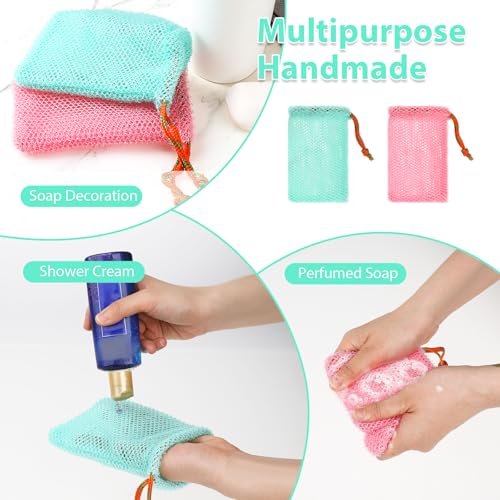 2 Pack Soap Savers for Bar Soap - Exfoliating Net Mesh Shower Holder, Foaming Bag for Bath and Shower (2 Colors, 5.5 x 3.5 In) - görsel 6