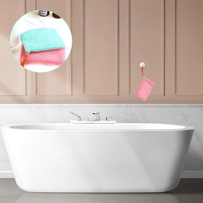 2 Pack Soap Savers for Bar Soap - Exfoliating Net Mesh Shower Holder, Foaming Bag for Bath and Shower (2 Colors, 5.5 x 3.5 In)