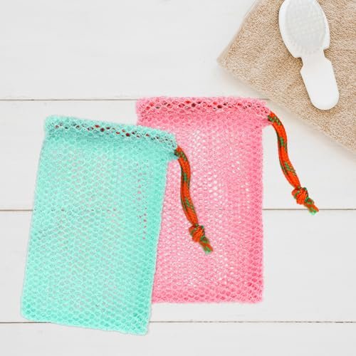 2 Pack Soap Savers for Bar Soap - Exfoliating Net Mesh Shower Holder, Foaming Bag for Bath and Shower (2 Colors, 5.5 x 3.5 In) - görsel 10