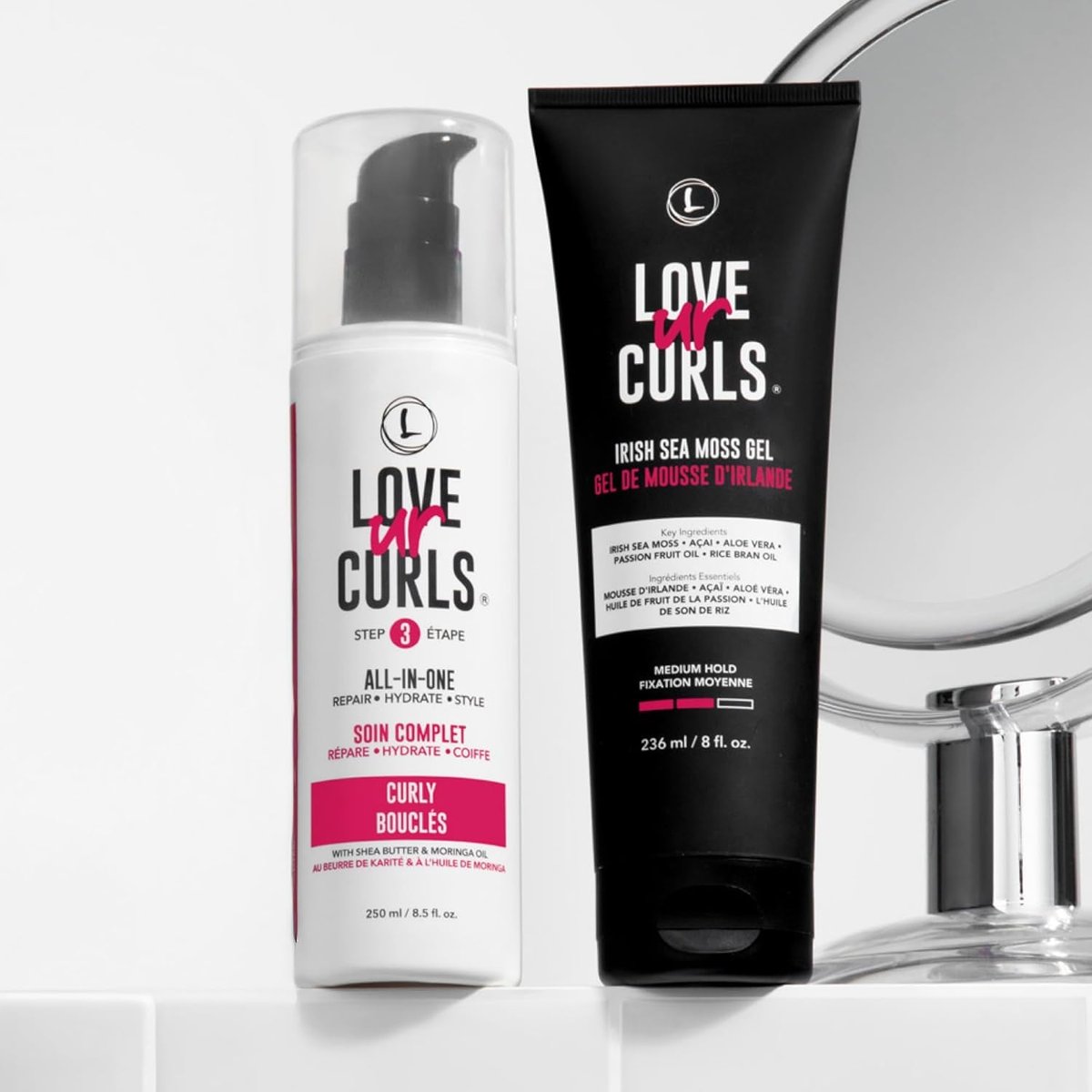 Love Ur Curls® All-in-One Curl Cream Styler & Irish Sea Moss Hair Gel Bundle - Define, Hydrate & Style Curly Hair with Shea Butter, Medium Hold Curl Styling Gel to Reduce Frizz (8.25 Fl Oz, Pack of 2) Avelisse