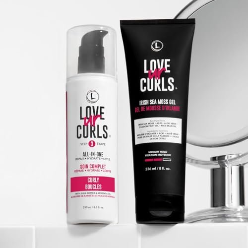 Love Ur Curls® All-in-One Curl Cream Styler & Irish Sea Moss Hair Gel Bundle - Define, Hydrate & Style Curly Hair with Shea Butter, Medium Hold Curl Styling Gel to Reduce Frizz (8.25 Fl Oz, Pack of 2) Avelisse