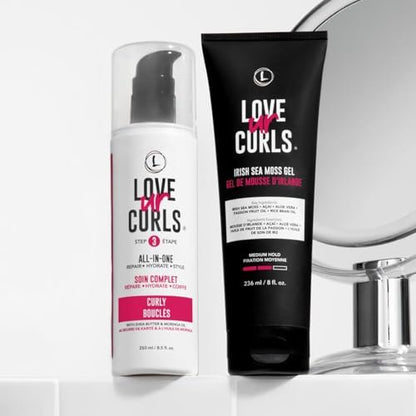 Love Ur Curls® All-in-One Curl Cream Styler & Irish Sea Moss Hair Gel Bundle - Define, Hydrate & Style Curly Hair with Shea Butter, Medium Hold Curl Styling Gel to Reduce Frizz (8.25 Fl Oz, Pack of 2) Avelisse