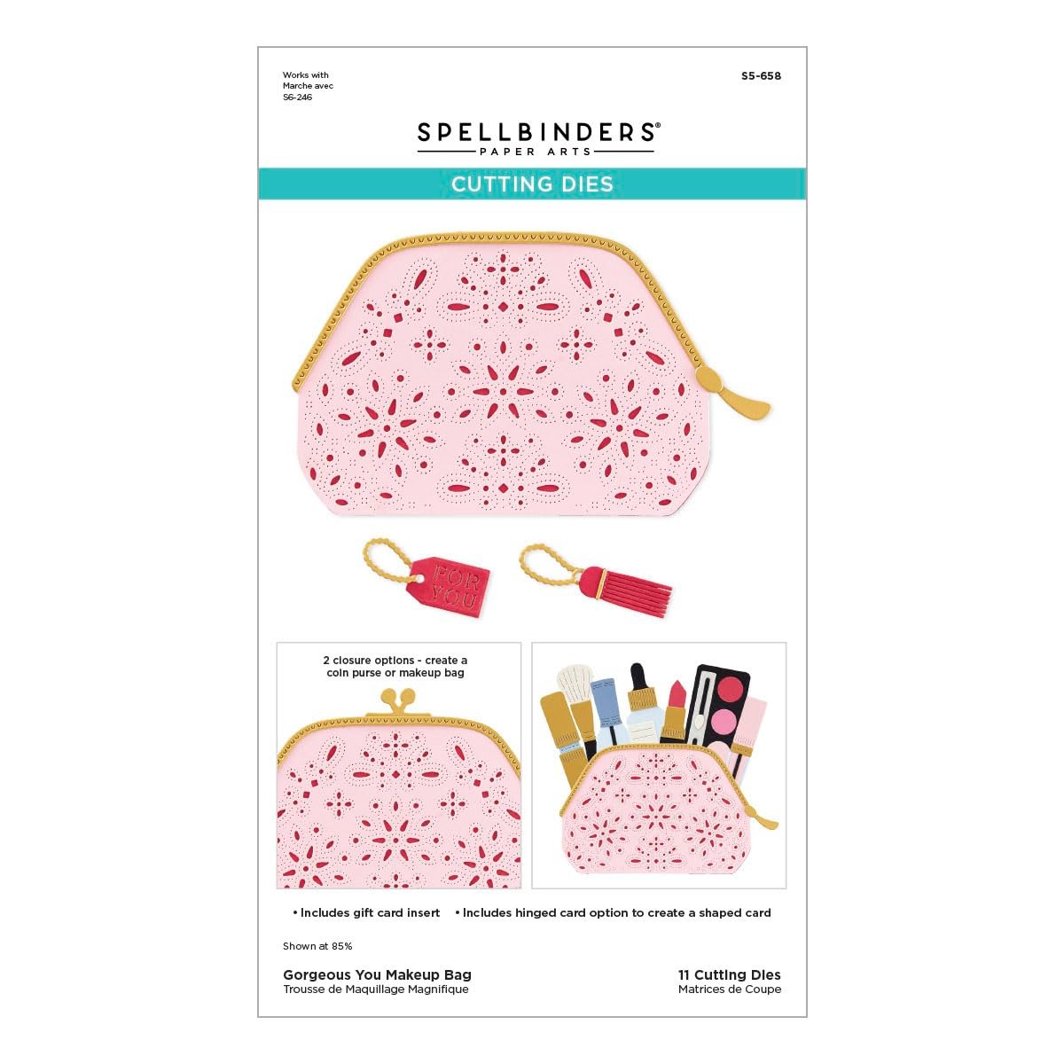 Spellbinders S5-658 Gorgeous You Makeup Bag Etched Dies - The Gorgeous You Collection - görsel 1
