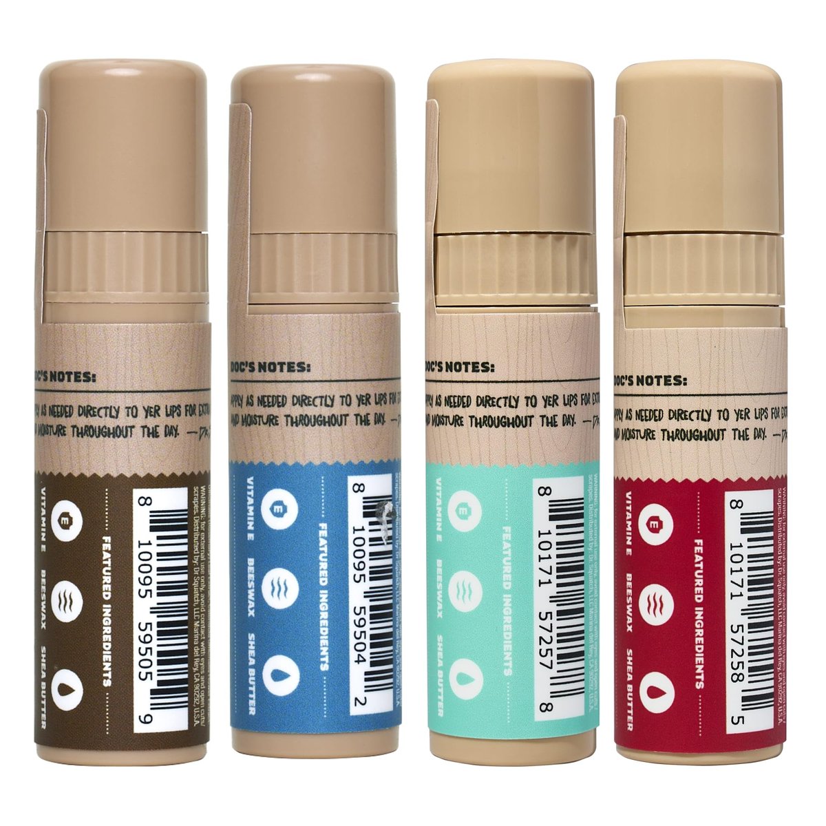 Dr. Squatch Natural Lip Balm for Men – 4-Pack: Original Squatch, Vanilla Bourbon, Coconut Cove, Wild Watermelon – Dry, Chapped Lip Care with Coconut Oil, Shea Butter & Beeswax - görsel 11
