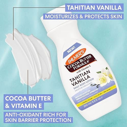 Palmer's Cocoa Butter Formula Tahitian Vanilla Body Lotion, 8.5 oz - Daily Moisturizing Lotion for Dry Skin with Shea Butter & Vitamin E, 48-Hour Deep Moisture