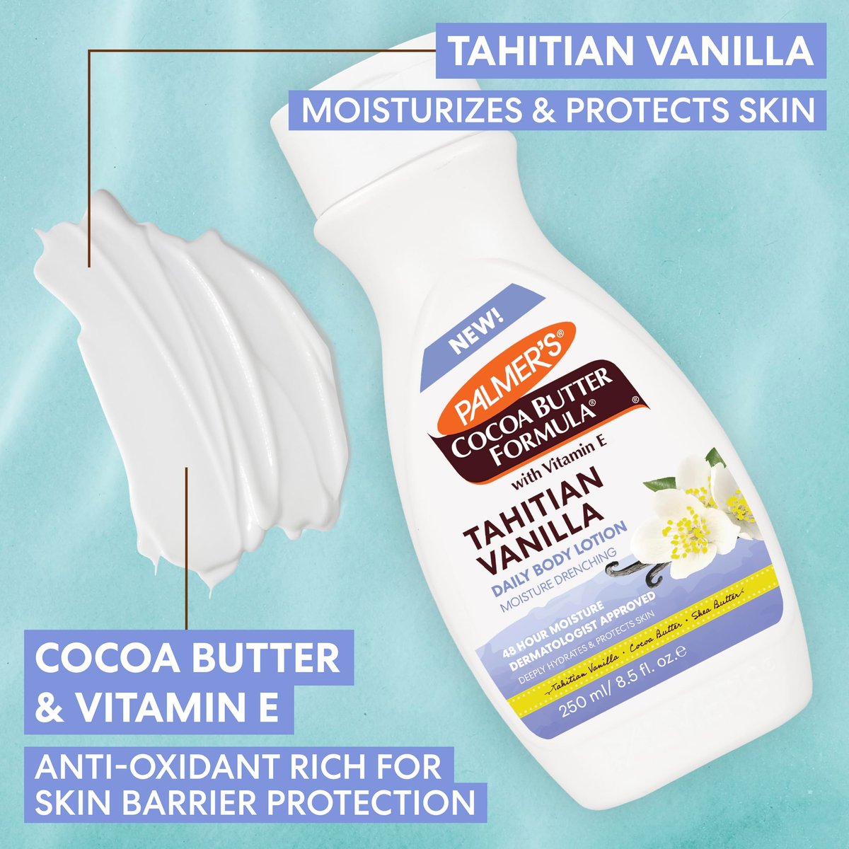 Palmer's Cocoa Butter Formula Tahitian Vanilla Body Lotion, 8.5 oz - Daily Moisturizing Lotion for Dry Skin with Shea Butter & Vitamin E, 48-Hour Deep Moisture - görsel 9