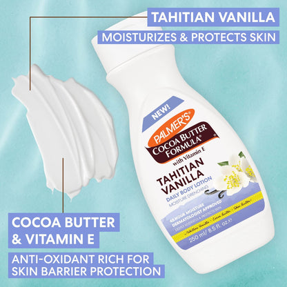 Palmer's Cocoa Butter Formula Tahitian Vanilla Body Lotion, 8.5 oz - Daily Moisturizing Lotion for Dry Skin with Shea Butter & Vitamin E, 48-Hour Deep Moisture