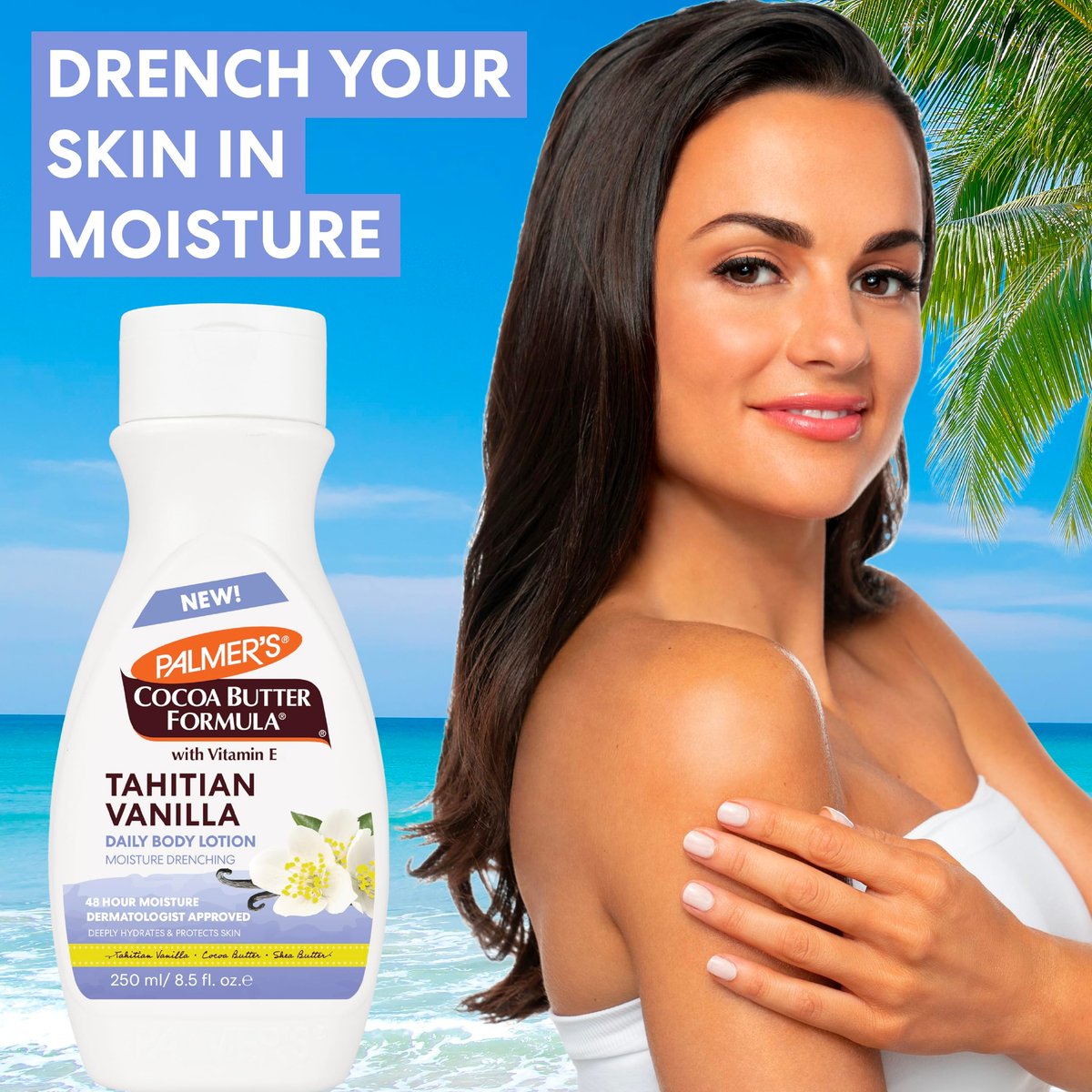 Palmer's Cocoa Butter Formula Tahitian Vanilla Body Lotion, 8.5 oz - Daily Moisturizing Lotion for Dry Skin with Shea Butter & Vitamin E, 48-Hour Deep Moisture - görsel 3