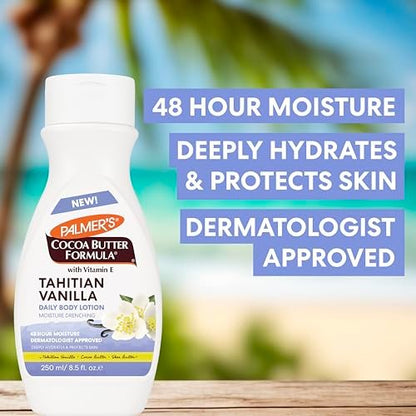 Palmer's Cocoa Butter Formula Tahitian Vanilla Body Lotion, 8.5 oz - Daily Moisturizing Lotion for Dry Skin with Shea Butter & Vitamin E, 48-Hour Deep Moisture