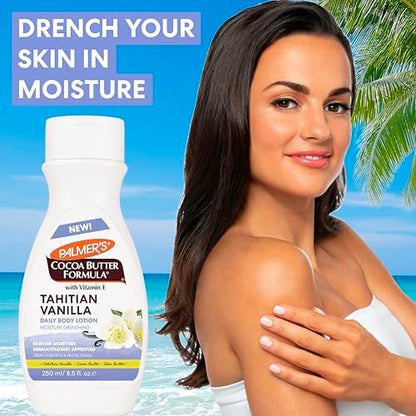 Palmer's Cocoa Butter Formula Tahitian Vanilla Body Lotion, 8.5 oz - Daily Moisturizing Lotion for Dry Skin with Shea Butter & Vitamin E, 48-Hour Deep Moisture