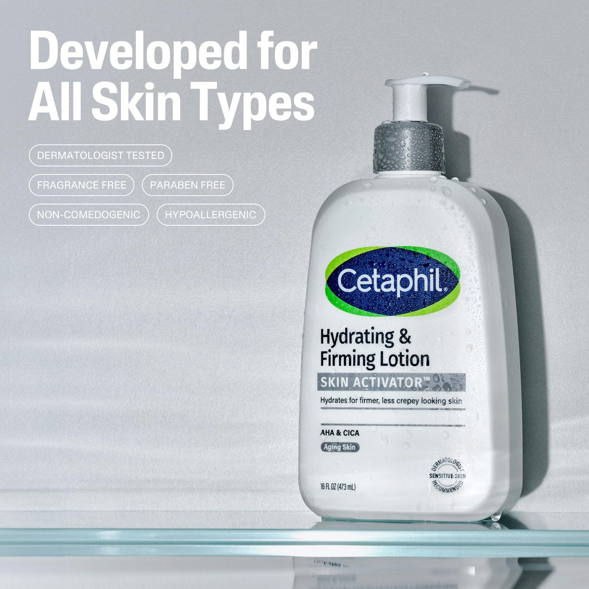 Cetaphil Skin Activator Hydrating & Firming Body Lotion 16oz – Mandelic Acid (AHA) & Centella Asiatica (CICA) Body Moisturizer for Aging Skin Avelisse